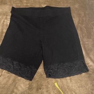 Torrid black lace trim bike shorts
